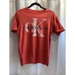 Calvin Klein Kids L 14/16 Red‎ TShirt CK Designer Short Sleeve 100% Cotton